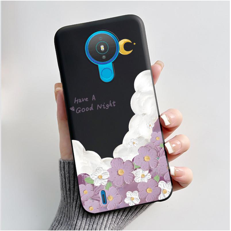 Cute Case For Nokia 1.4 / Nokia 1 / Nokia 1 Plus Capa Printing Shell Protective Cover Soft Silicone Cartoon Black Casing Fundas