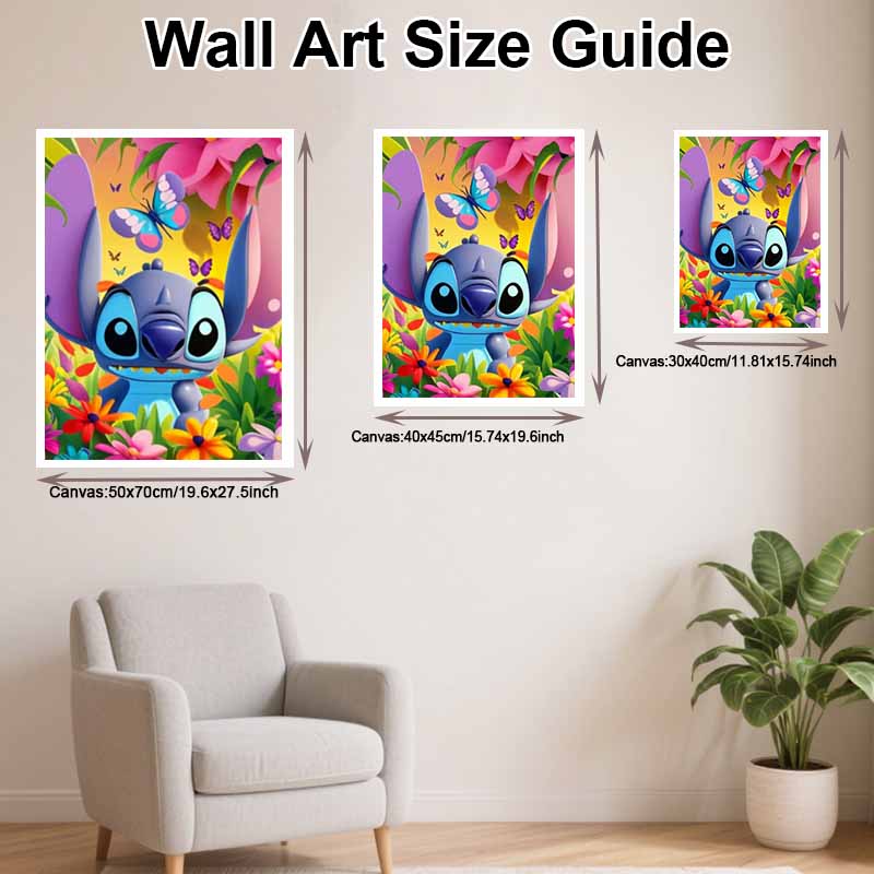 Disney diamond painting 5D round diamond full of diamonds diy handmade stickers, Stitch and butterflies home decoration paintings