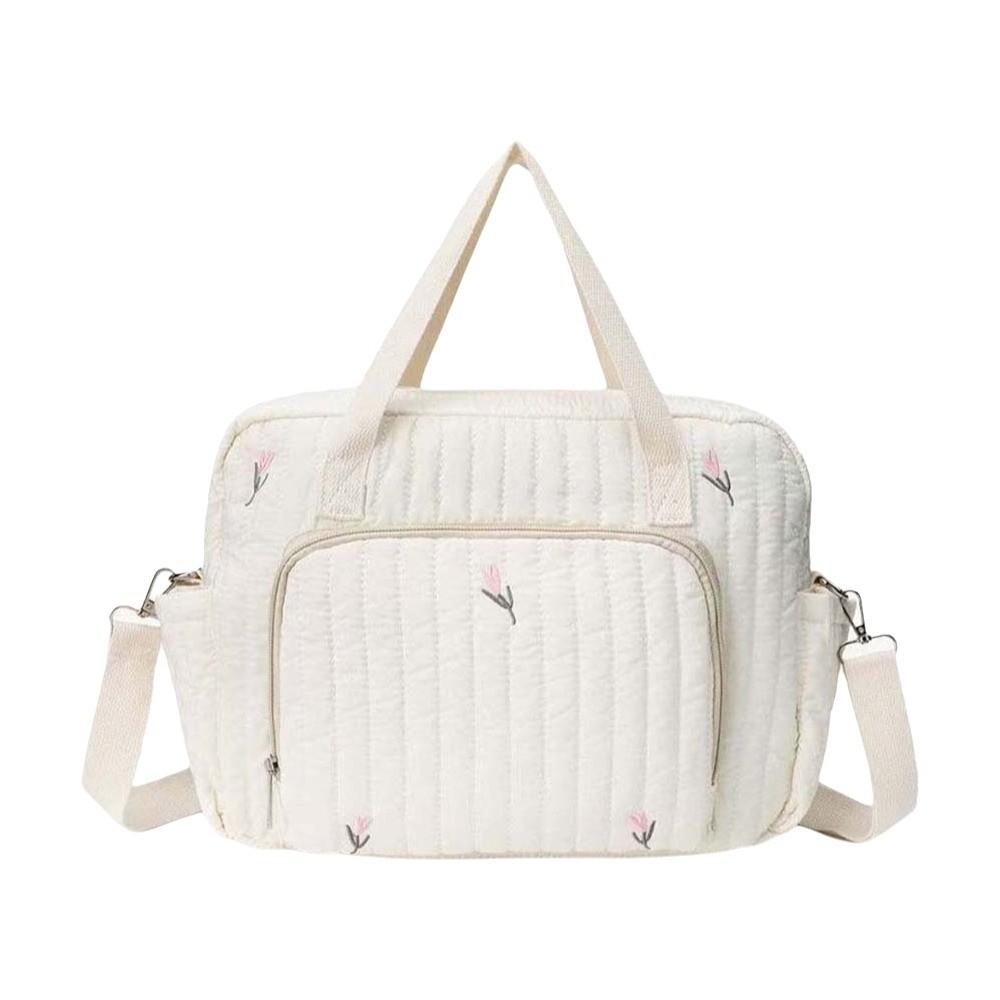 Large Capacity Mommy Shoulder Bag Cartoon Cotton Handbag Diaper Organizer Outdoor Travel