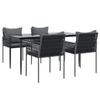 VidaXL 5-piece Garden Dining Set Cushions Resin Wicker Steel, Dining Set, Outdoor Dining Set, 3187059