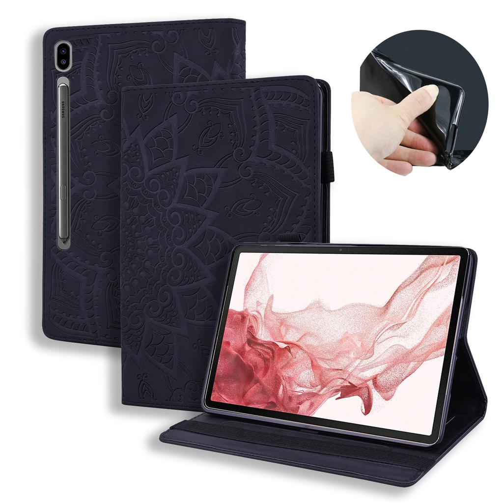 Чехол для планшета Samsung Galaxy Tab S10 Ultra/S9 Ultra/S8 Ultra с отделениями для карт, кожаная обложка, цветочный узор