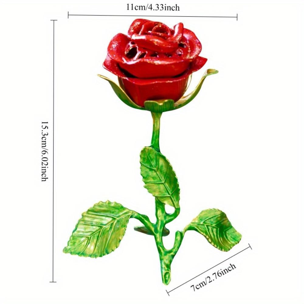 Handcrafted Metal Rose Burner Sturdy Aromatherapy Burner Rose Ornament Incense Holder Dining Room