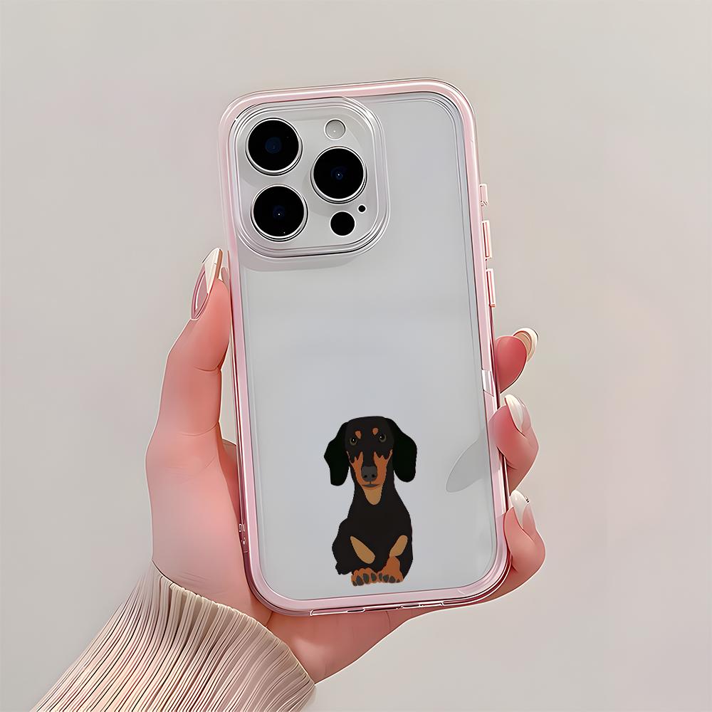 Прозрачный чехол для телефона с рисунком таксы Для iPhone 17 16 15 14 13 12 11 Pro Max Air Plus 2 в 1 Силиконовый мягкий чехол конфетного цвета