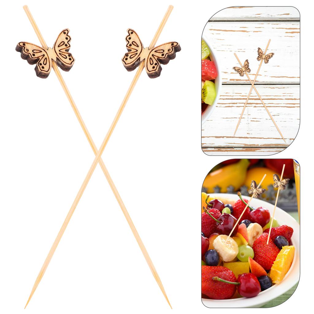 100 Pcs Bamboo Bead Fruit Skewers Food Stick Sticks for Plants Crafting Appetizers