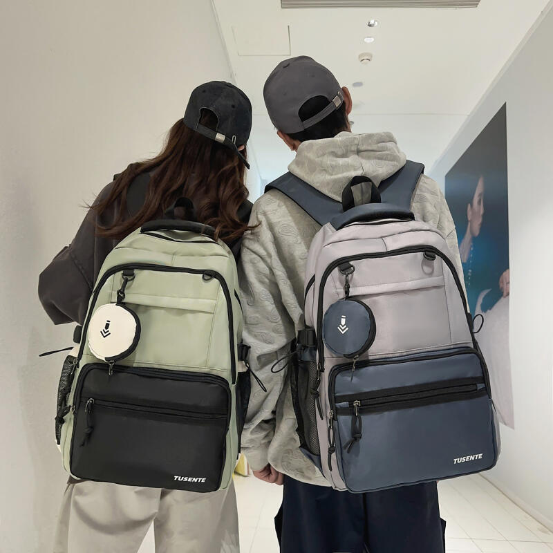 Junior High School Schoolbag Women Large Capacity Backpack Men Color Block Backpack