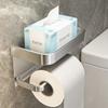 No Drill Tissue Holder Wall Mounted Storage Shelf Toilet Paper Holder  Bathroom Accessories