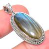 Natural Labradorite Gemstone 925 Solid Sterling Silver Gift Pendant 1.46" l0W21