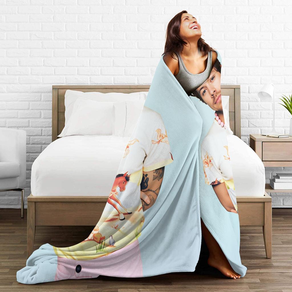 Warm Soft Blankets Children Picnic Harry Styles Throw Blanket Flannel Bedspread Chair Sofa Bed Novelty Sofa Bed Cover
