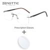 ZENOTTIC High-quality Rimless Rectangle Prescription Glasses Anti Blue Light/Photochromic Optical Eyeglasses For Men