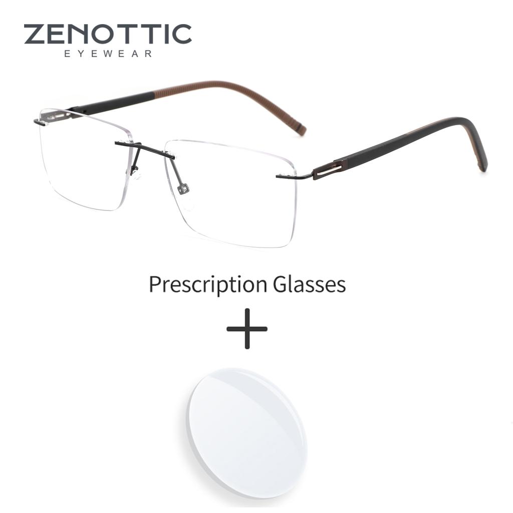 ZENOTTIC Высококачественные прямоугольные очки без оправы с защитой от синего света/фотохромные оптические очки для мужчин