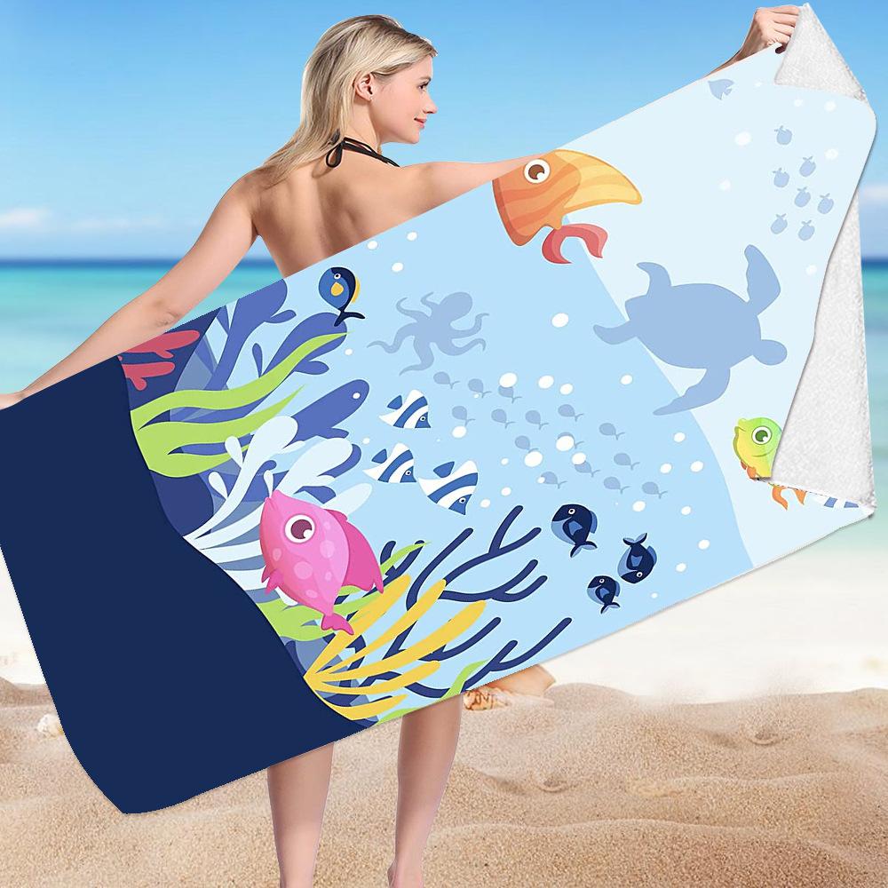 Turtle Beach Towel Microfiber Reversible Velvet Swimming Towel Versatile Square Towel