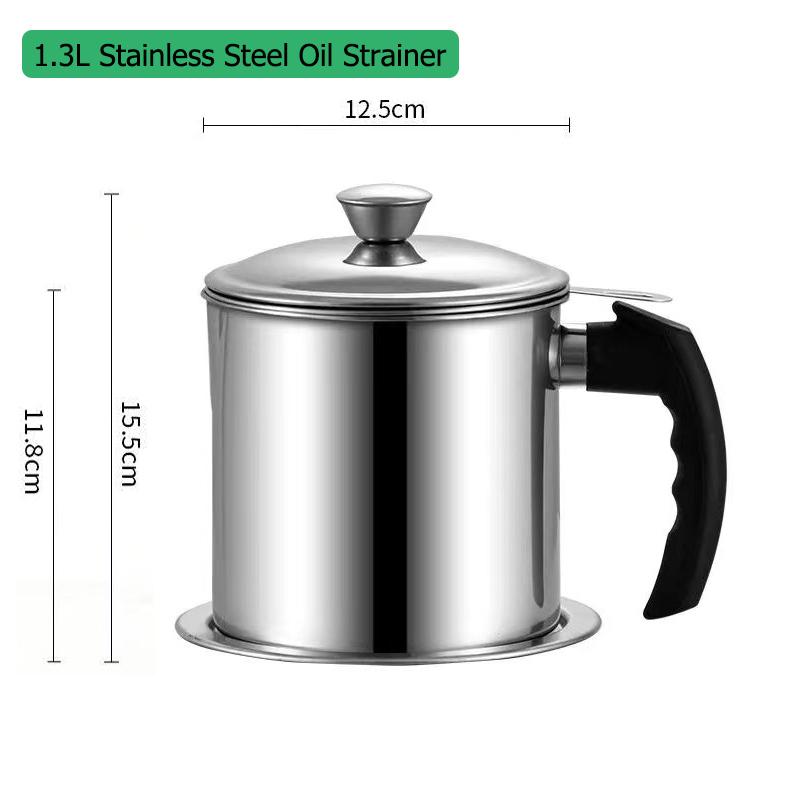 Нержавеющая сталь 1,8 л 304 Масляный фильтр Контейнер-банка для фильтрации беконного жира Резервуар для воды большой вместимости Хранение Кухонные инструменты для приготовления пищи