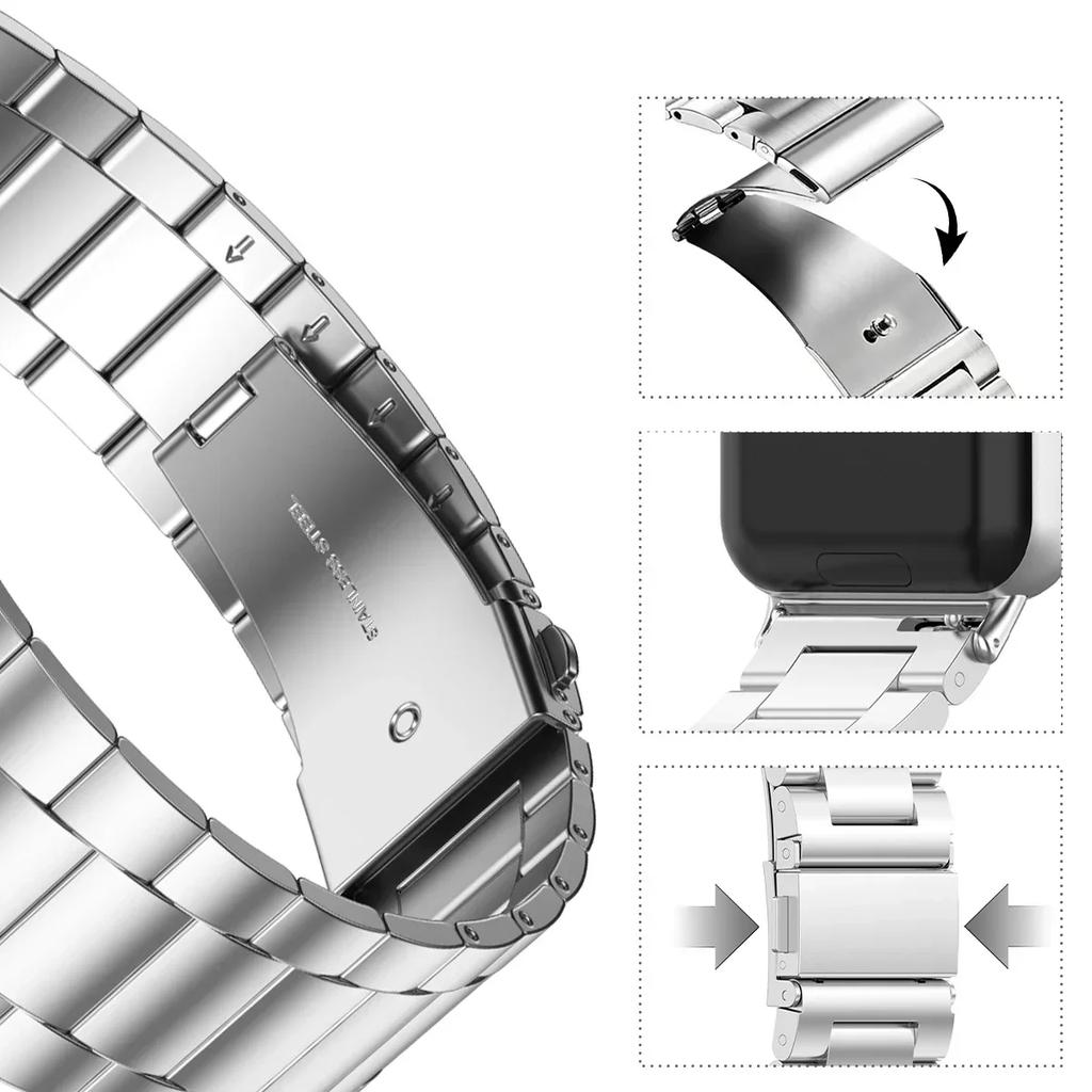 Ремешок из нержавеющей стали для Samsung Galaxy Fit 3, металлический браслет, роскошный деловой ремешок для Samsung Galaxy Fit3 SM-R390, аксессуары