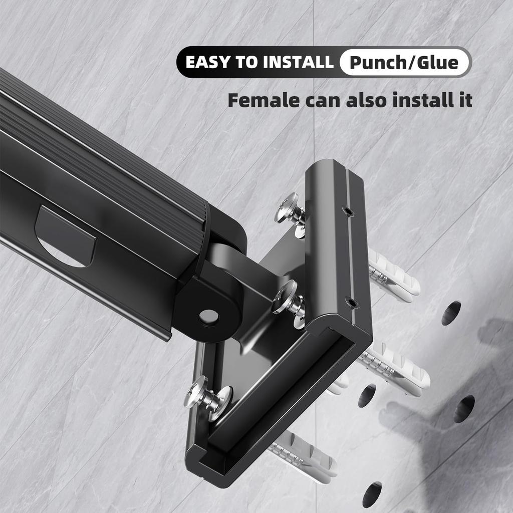 Wall Mounted Space Saving 360° Folding Clothes Drying Rack, Retractable Collapsible Windproof Hanging Hole Laundry Rack, Suitable for Balcony,