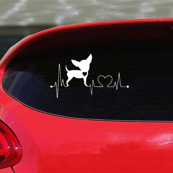 Симпатичная собака чихуахуа, автомобиль, кузов, окно, светоотражающие наклейки, украшение