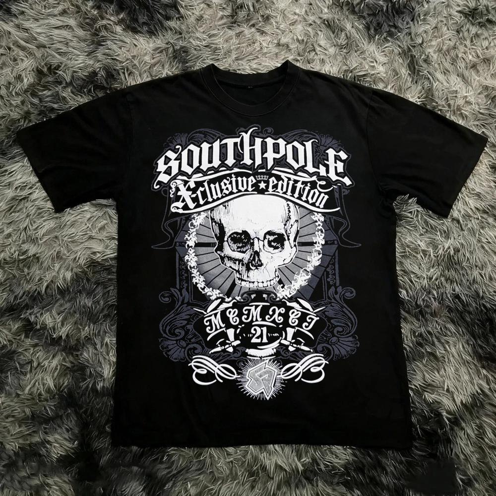 Classic Y2K Gothic Style T-shirt Print Oversized T Shirt High Street Shirts Gothic Round Neck Cotton Tops New Men Women T Shirt