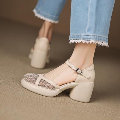 2025 новые ультралегкие мягкие и удобные сандалии на толстом каблуке и толстой подошве с сетчатым верхом и полым римским носком