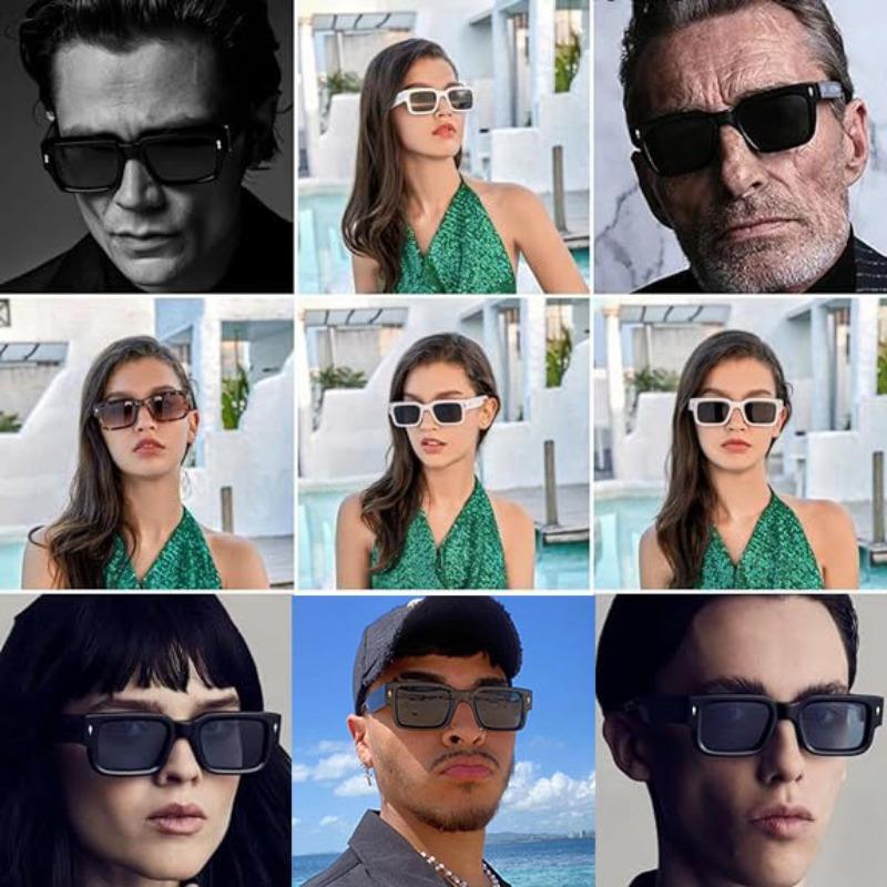 Ретро мужские квадратные солнцезащитные очки для женщин винтажные заклепки солнцезащитные очки модные прямоугольные оттенки петли UV400