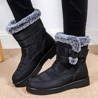 Женские зимние сапоги для снега Пушистый мех Платформа Ботильоны для женщин Уличные Толстые Плюшевые Теплые Хлопковые Ботинки Плоская Подошва Ботинки