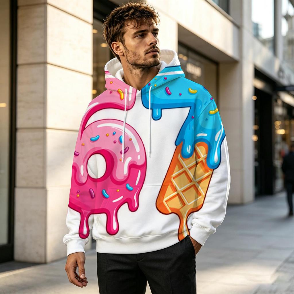 Men's 2D Graphic Hoodie Soft, Breathable & Warm Sweatshirt, Fashionable Casual Daily Outdoor Wear for Thanksgiving