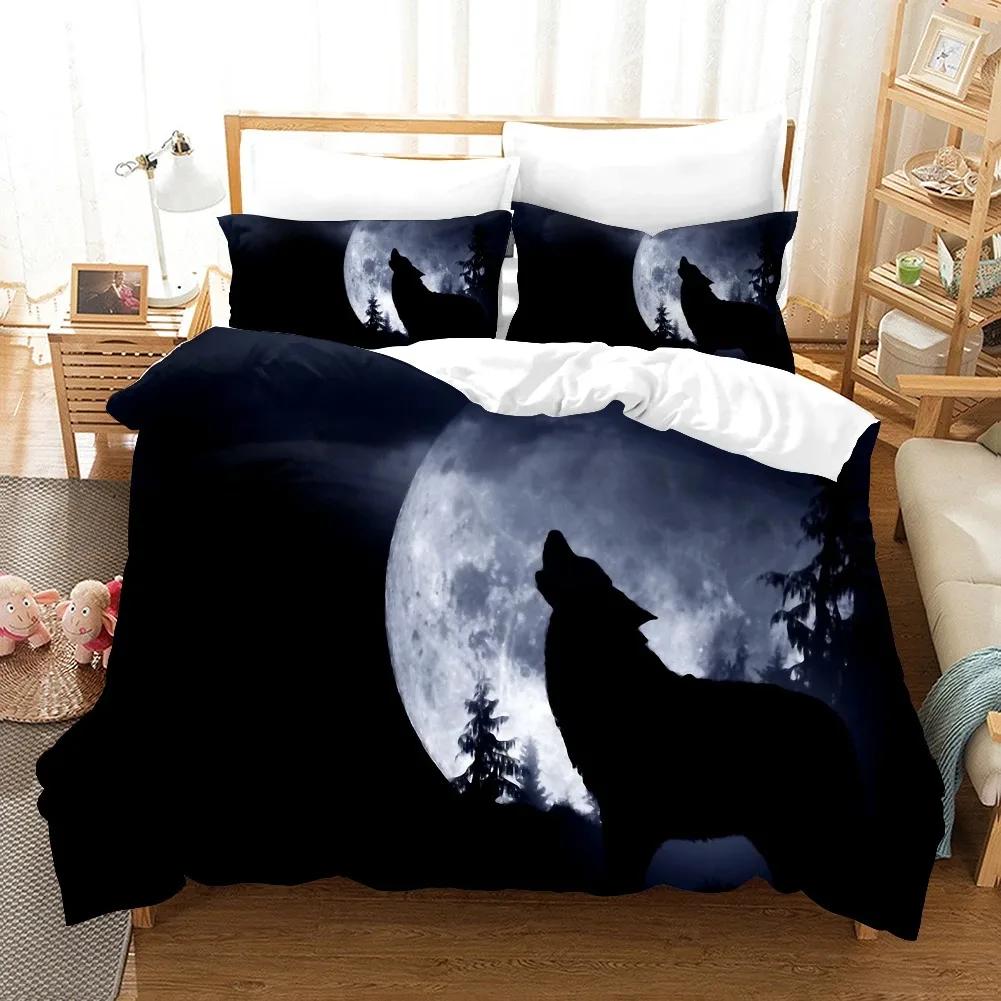 3D White Wolf Bedding Set  Aniaml Bedding Set Single Twin Double Queen King Cal King Size Bed Linen Set