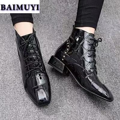 Туфли на среднем каблуке женские массивные дизайнерские зимние кожаные ботильоны женские 2024 трендовые модные туфли-лодочки для ходьбы новые челси Botas Mujer