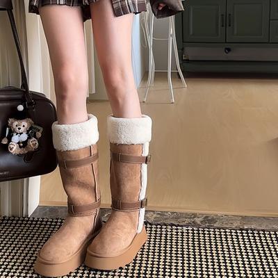 Northeast fur интегрированные зимние сапоги женские 2025 новые зимние нескользящие из овечьей шерсти с набивкой, утолщенные высокие зимние хлопковые