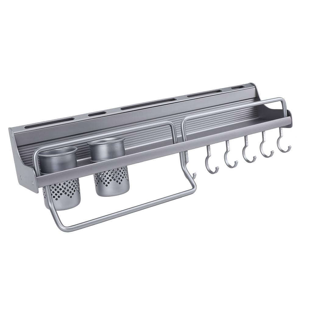 Настенная кухонная полка для утвари из алюминиевого сплава, полка для хранения специй, настенный органайзер с двойным