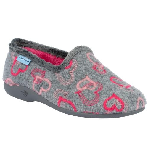 Lunar Womens/Ladies Jolly Hearts Slippers