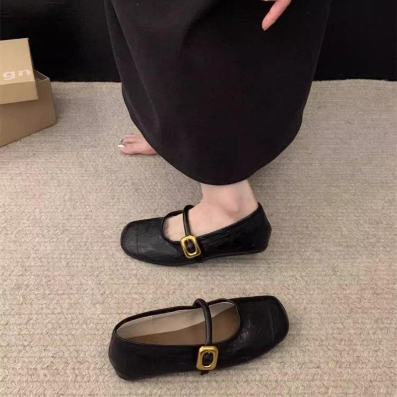 Мода Мода Универсальная Женская Обувь 2025 Осень Новая Круглая Обувь на Плоской Подошве Простая Обувь Мэри Джейн с Мелким Вырезом Противоскользящая Женская Повседневная Обувь
