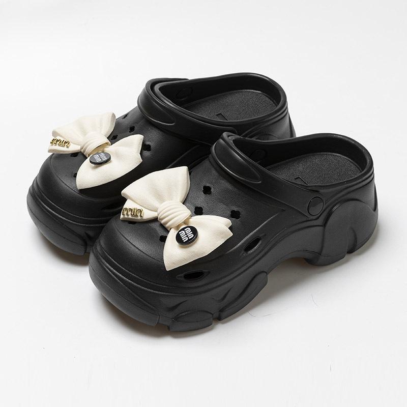 Женские летние мультяшные милые пляжные уличные нескользящие шлепанцы баотоу с толстой подошвой