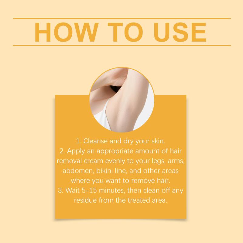 Moisturizing Hair Removal Cream Fast Acting Turmeric Depilatory for Smooth Skin Use on Legs Armpit Bikini