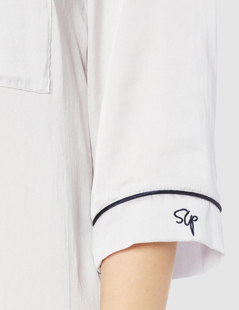 Винтажная атласная пижама с рукавом 3/4, свободный размер, платье/[Коробка в комплекте] Серое,