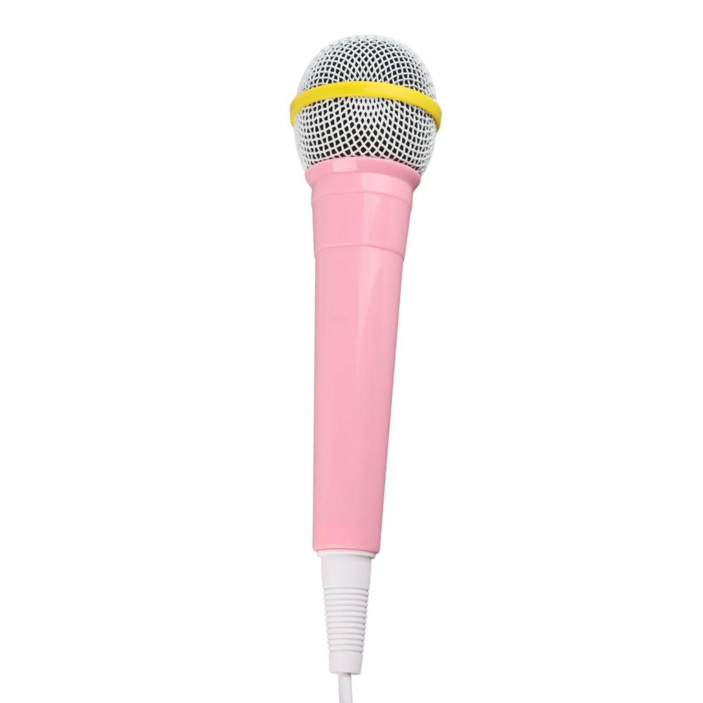Kids Wired Microphone 3.5mm Plug Low Distortion Portable Music Toy Children Singing Mic for Karaoke Family Party Pink