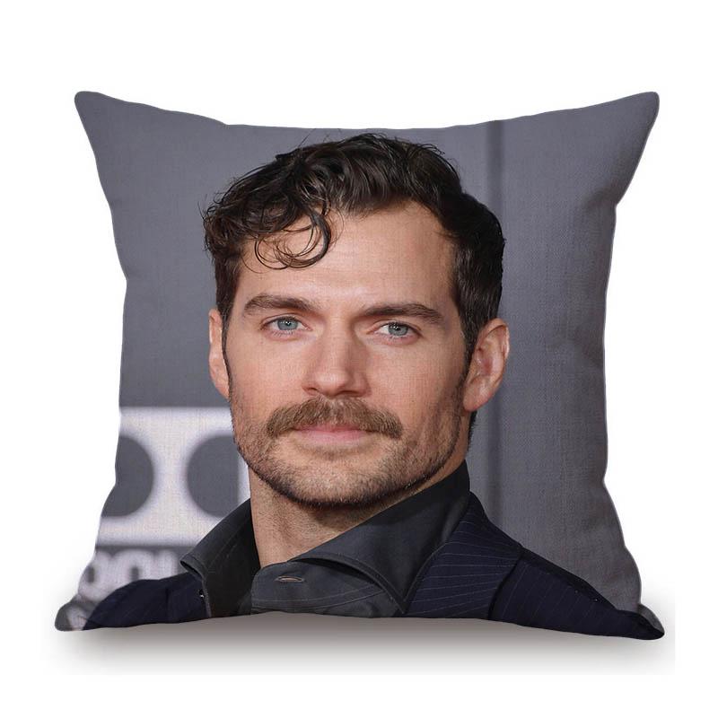 Sexy Handsome Super Star Henry Cavill Muscle Man Fans Gift Cotton Linen Sofa Throw Pillow Case Home Decoration Art Cushion Cover