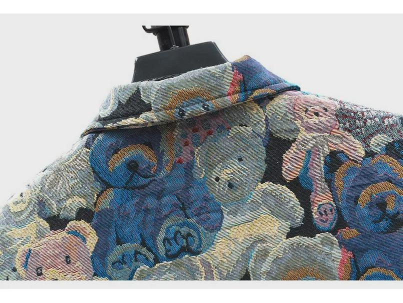 Мужская джинсовая куртка свободного кроя с рукавом три четверти — свободный крой, модный и прочный жаккардовый дизайн.