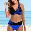 Women's Swimwear Bikini 2 Piece Swimsuit Backless Halter Beach Wear Half Sided Flower Print Bathing Suits