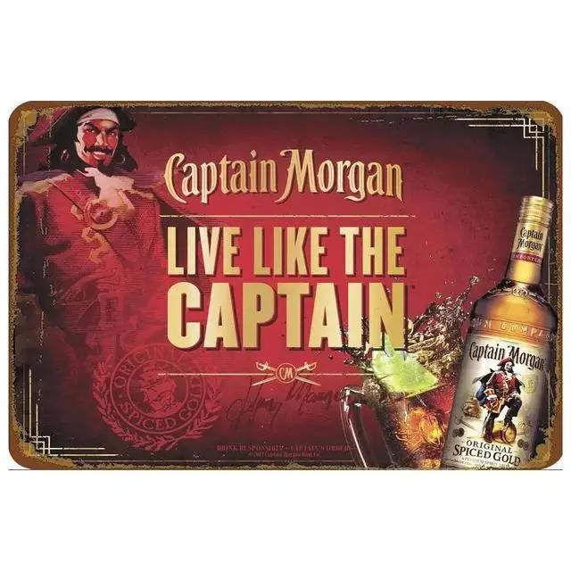 Винтажная металлическая жестяная табличка Captain Morgan Ретро настенный декор для бара, мужской пещеры, гаража Железный постер, табличка xсм