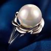925 Silver Ring Natural Pearl Wedding Ring Silver Fashion Jewelry For Women Adjustable