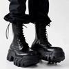 Fashion 2025 High Top Men's and Women's Platform Tank Long Tube Tide Big Head Inner Heightening Locomotive Bulldozer Boots