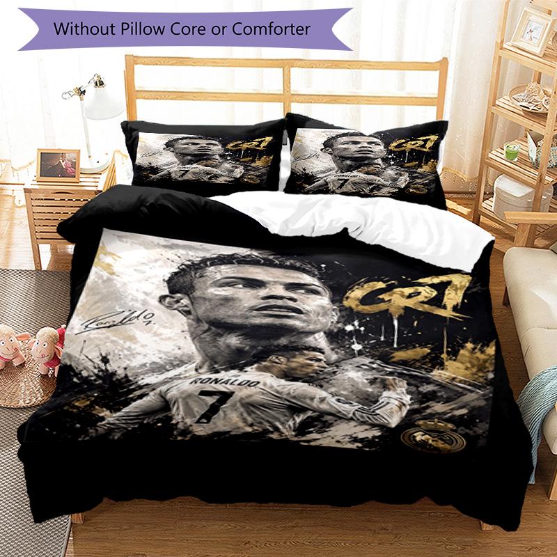 Ronaldo's Legacy Continues: Cr7's Journey Bedding Set, Breathable Duvet Cover with Pillowcases, Soft Bed Linen for Bedroom Home Decoration, Perfect Fe