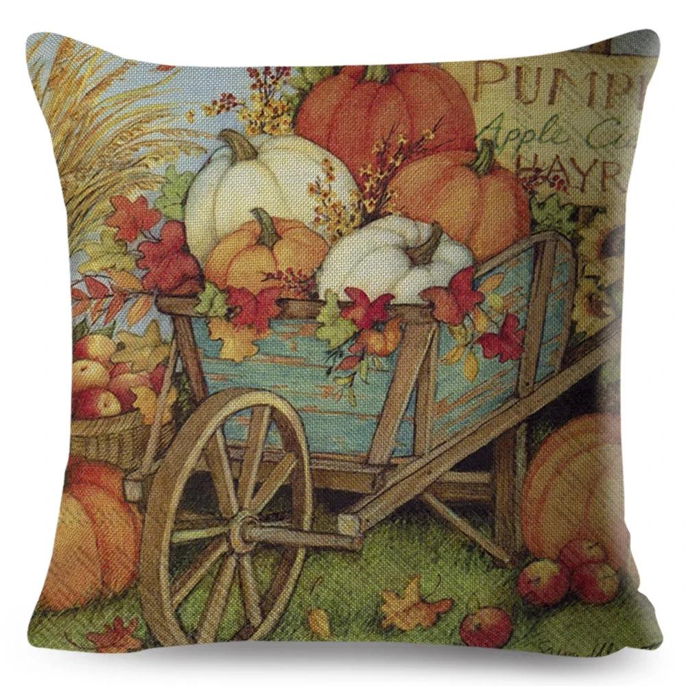 Красочная акварельная наволочка на подушку с тыквой, декор, мультяшный принт растения, наволочка для дивана, дома, полиэстеровая наволочка x