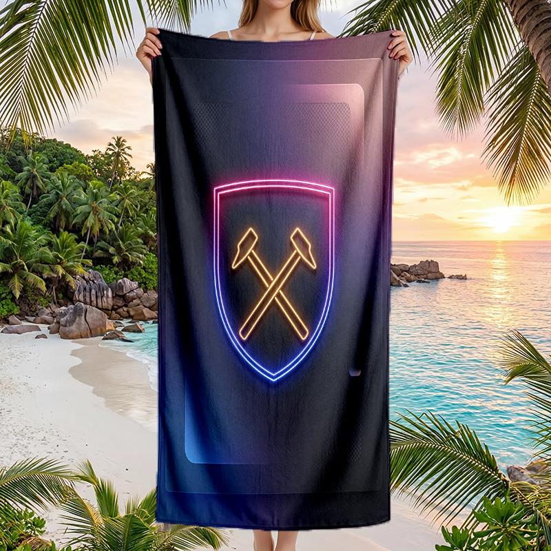 West Ham United Football Beach Towel Soft Microfiber Summer Towel Quick Dry Absorbent Towel for Beach Swimming Pool Travel