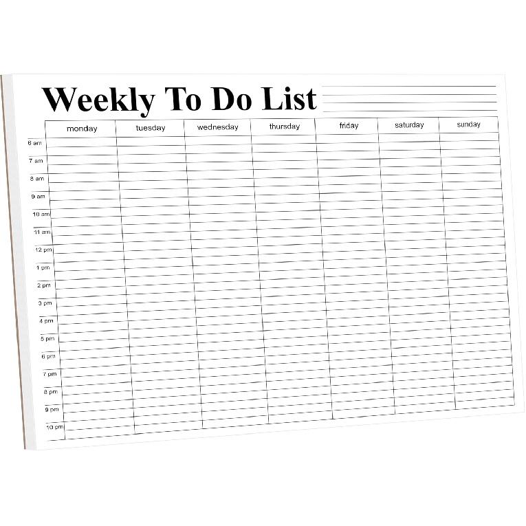 Weekly To Do List notepad, Hourly Schedule, Monday-Sunday, 6am-10pm,Task Planner & Activity Log Notepad – 8.5 x 11” Undated Daily & Hourly