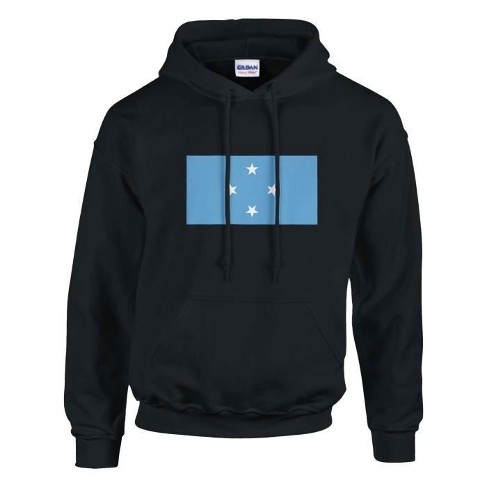 Sweat À Capuche - PIXELFORMA - Drapeau Des États Fédérés De Micronésie - Noir - Éco-responsable - Confortable