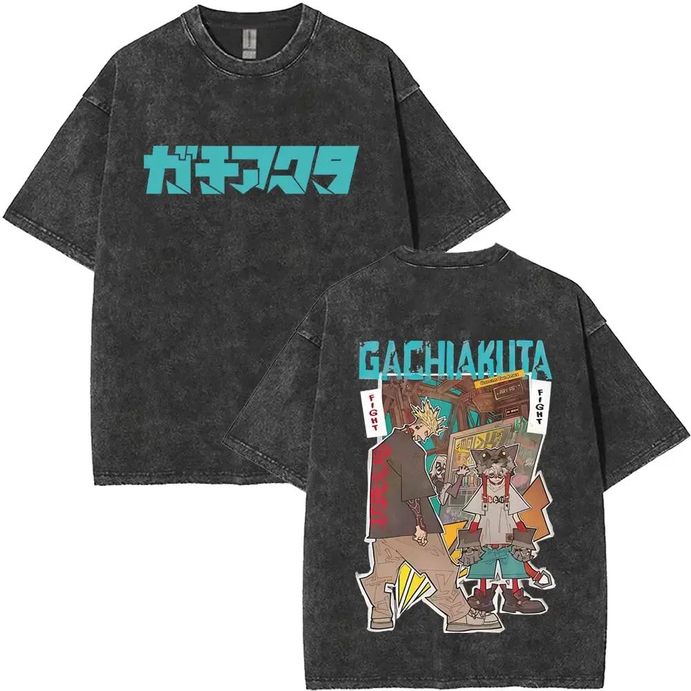 2026 summer Gachiakuta Anime T-shirt, Vintage Washed, Harajuku Streetwear, Unisex Casual Tee for Fans, Aesthetic Otaku Clothing
