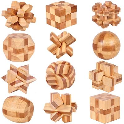 Chonor Головоломка IQ Тест 3D Деревянная Головоломка Игрушки, Набор из 12 Штук, Головоломка для Мозга и Разума, Подарок для Взрослых и Детей