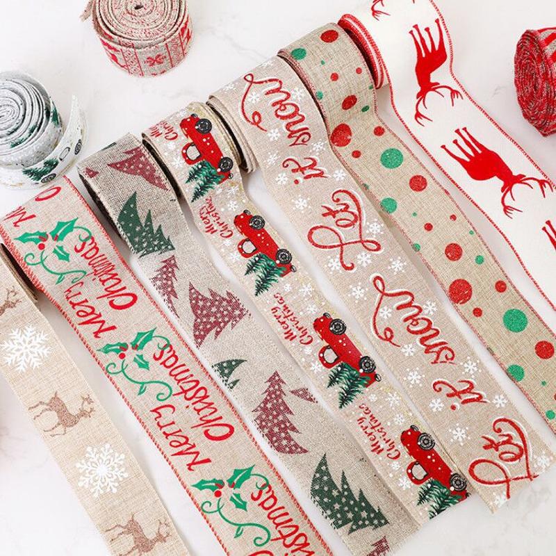 Christmas Ribbon DIY Gift Packaging Party Decor Linen Decorations