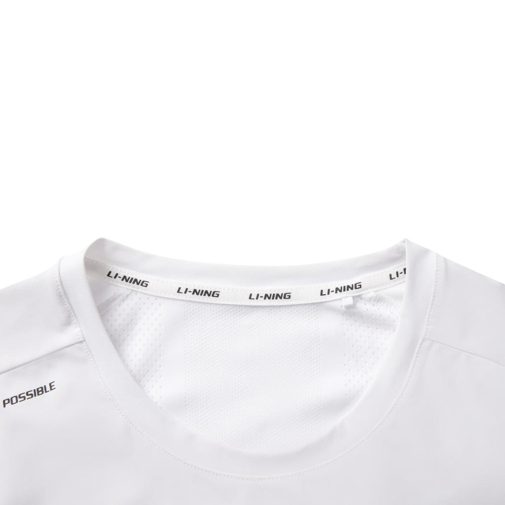 Li-Ning Тренировочная серия Однотонная футболка с круглым вырезом Удобная Дышащая Универсальная с коротким рукавом Мужские топы Белый ATSV383-6