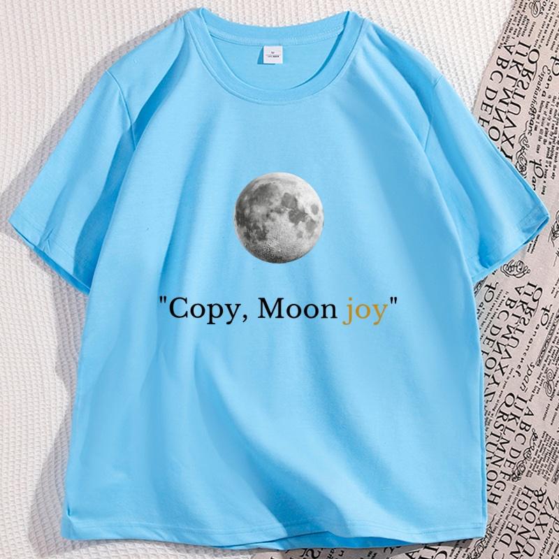 Copy Moon Joy Tshirt Space Lover Graphic Tee Trendy Cotton Short Sleeve Round Neck Printed Tshirt Unisex Unisex Clothes